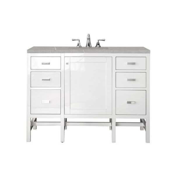 James Martin E444-V48-GW-3ESR Addison 48 Inch Single Vanity Cabinet in Glossy White with 3 CM Eternal Serena Top