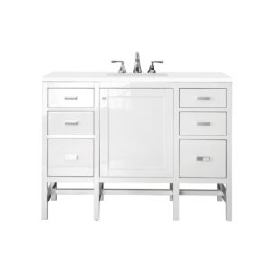 James Martin E444-V48-3WZ Addison 48 Inch Single Vanity Cabinet with 3cm White Zeus Quartz Top