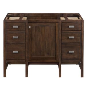 James Martin E444-V48-MCA-3EJP Addison 48 Inch Single Vanity Cabinet in Mid Century Acacia with 3 cm Eternal Jasmine Pearl Quartz Top with Sink