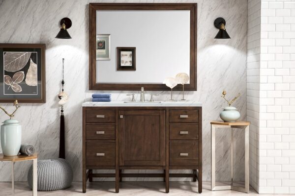 James Martin E444-V48-MCA-3ENC Addison 48 Inch Single Vanity Cabinet with Ethereal Noctis Quartz Top - Mid Century Acacia