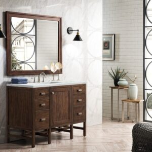 James Martin E444-V48-MCA-3ENC Addison 48 Inch Single Vanity Cabinet with Ethereal Noctis Quartz Top - Mid Century Acacia