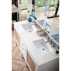 James Martin E444-V60D-3WZ Addison 60 Inch Double Vanity Cabinet with 3cm White Zeus Quartz Top