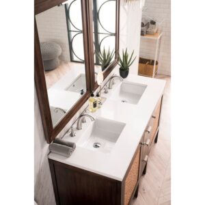 James Martin E444-V60D-3WZ Addison 60 Inch Double Vanity Cabinet with 3cm White Zeus Quartz Top