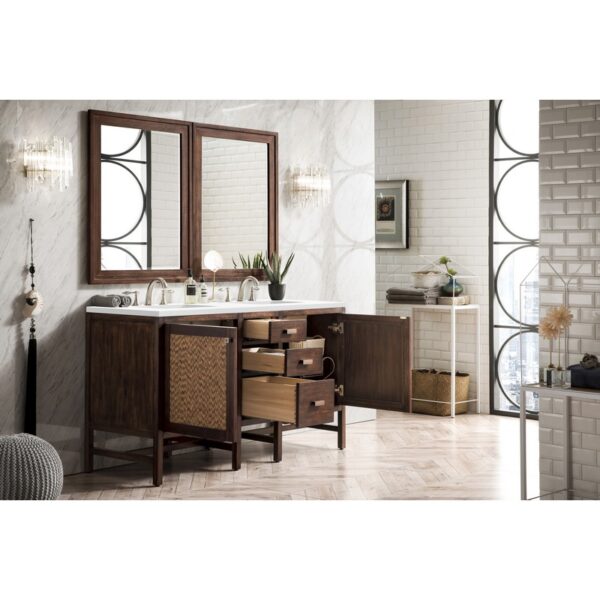 James Martin E444-V60D-3WZ Addison 60 Inch Double Vanity Cabinet with 3cm White Zeus Quartz Top