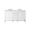 James Martin E444-V60D-GW-3CAR Addison 60 Inch Double Vanity Cabinet in Glossy White with 3 CM Carrara White Top