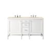 James Martin E444-V60D-GW-3EMR Addison 60 Inch Double Vanity Cabinet in Glossy White with 3 CM Eternal Marfil Top