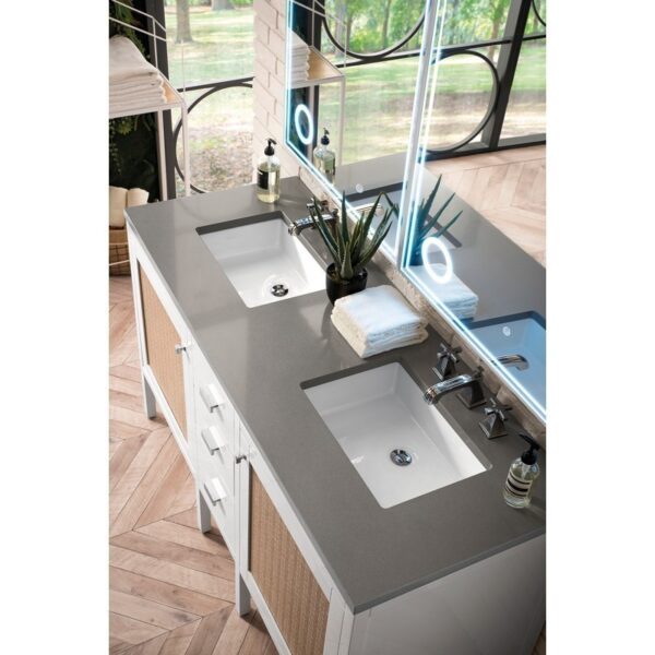 James Martin E444-V60D-GW-3GEX Addison 60 Inch Double Vanity Cabinet in Glossy White with 3 CM Grey Expo Quartz Top