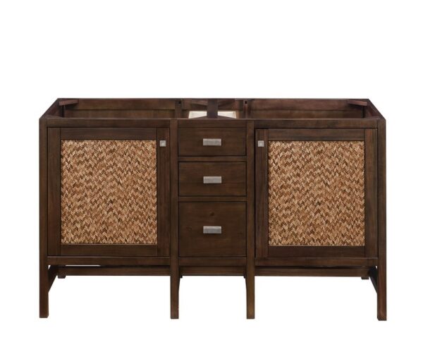 James Martin E444-V60D-MCA Addison 60 Inch Double Vanity Cabinet in Mid Century Acacia