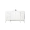 James Martin E444-V60S-3WZ Addison 60 Inch Single Vanity Cabinet with 3cm White Zeus Quartz Top