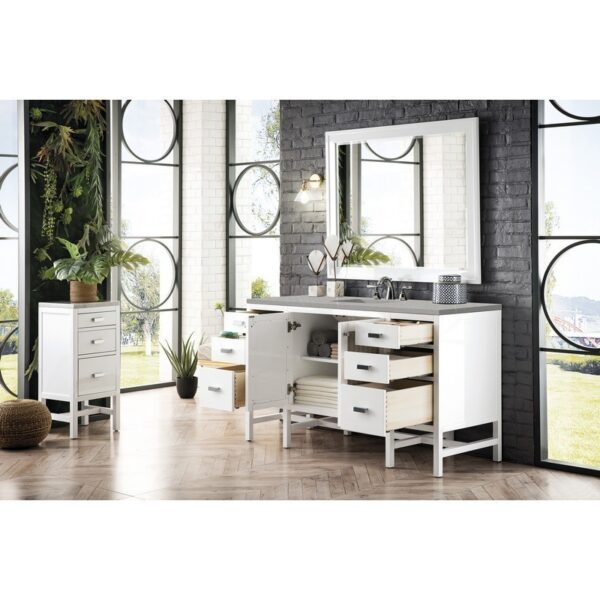 James Martin E444-V60S-GW-3ESR Addison 60 Inch Single Vanity Cabinet in Glossy White with 3 CM Eternal Serena Top