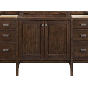 James Martin E444-V60S-MCA-3CAR Addison 60 Inch Single Vanity Cabinet in Mid Century Acacia with 3 cm Carrara White Top with Sink