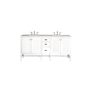 James Martin E444-V72-GW-3AF Addison 72 Inch Double Vanity Cabinet in Glossy White with 3 CM Arctic Fall Solid Surface Countertop