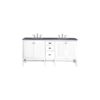 James Martin E444-V72-GW-3CSP Addison 72 Inch Double Vanity Cabinet in Glossy White with 3 CM Charcoal Soapstone Quartz Top