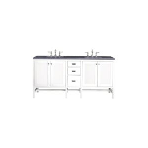 James Martin E444-V72-GW-3CSP Addison 72 Inch Double Vanity Cabinet in Glossy White with 3 CM Charcoal Soapstone Quartz Top