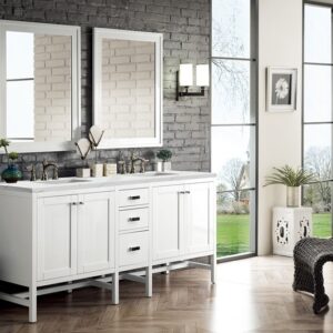 James Martin E444-V72-GW-3ENC Addison 72 Inch Double Vanity Cabinet with Ethereal Noctis Top - Glossy White