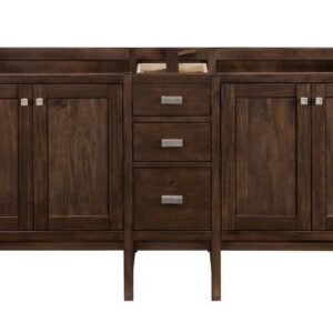 James Martin E444-V72-MCA-3EJP Addison 72 Inch Double Vanity Cabinet in Mid Century Acacia with 3 cm Eternal Jasmine Pearl Quartz Top with Sink