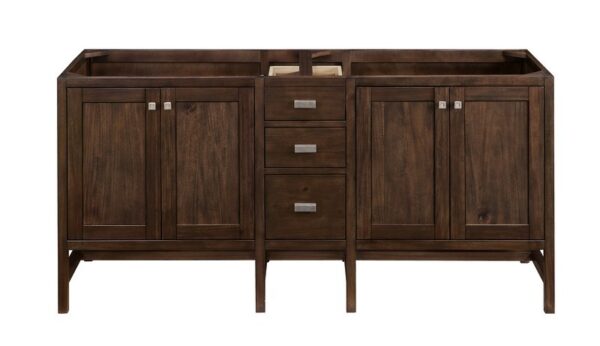 James Martin E444-V72-MCA-3EJP Addison 72 Inch Double Vanity Cabinet in Mid Century Acacia with 3 cm Eternal Jasmine Pearl Quartz Top with Sink