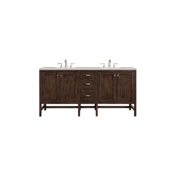 James Martin E444-V72-MCA-3ESR Addison 72 Inch Double Vanity Cabinet in Mid Century Acacia with 3 CM Eternal Serena Quartz Top