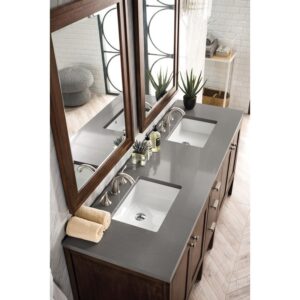 James Martin E444-V72-MCA-3GEX Addison 72 Inch Double Vanity Cabinet in Mid Century Acacia with 3 cm Grey Expo Quartz Top with Sink