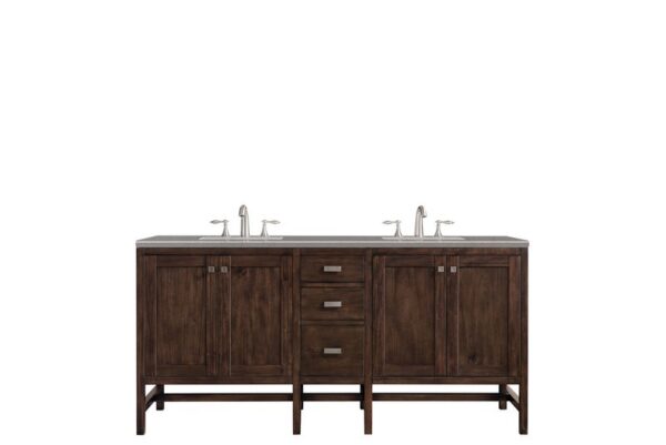 James Martin E444-V72-MCA-3GEX Addison 72 Inch Double Vanity Cabinet in Mid Century Acacia with 3 cm Grey Expo Quartz Top with Sink