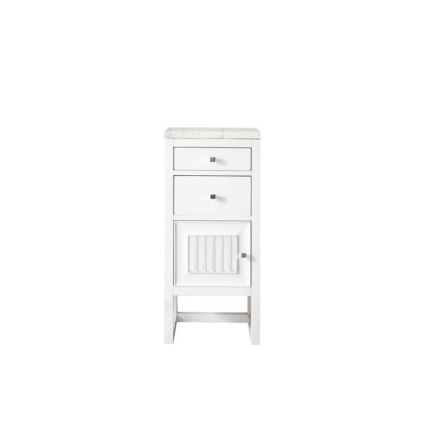 James Martin E645-B15L-GW-3EJP Athens 15 Inch Cabinet with Drawers and Door in Glossy White with 3 CM Eternal Jasmine Pearl Quartz Top