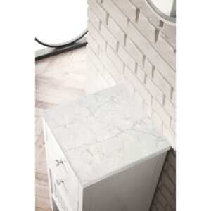 James Martin E645-B15L-GW-3EJP Athens 15 Inch Cabinet with Drawers and Door in Glossy White with 3 CM Eternal Jasmine Pearl Quartz Top