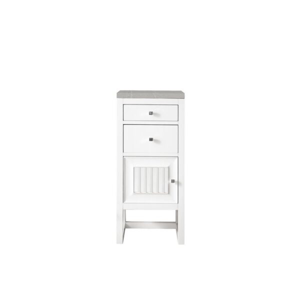 James Martin E645-B15L-GW-3ESR Athens 15 Inch Cabinet with Drawers and Door in Glossy White with 3 CM Eternal Serena Top