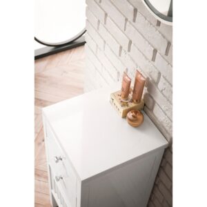 James Martin E645-B15L-GW-3WZ Athens 15 Inch Side Cabinet in Glossy White with 3cm White Zeus Quartz Top