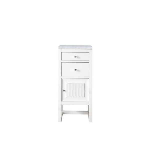 James Martin E645-B15R-GW-3CAR Athens 15 Inch Cabinet with Drawers and Door in Glossy White with 3 CM Carrara Marble Top