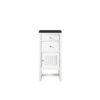 James Martin E645-B15R-GW-3CSP Athens 15 Inch Cabinet with Drawers and Door in Glossy White with 3 CM Charcoal Soapstone Quartz Top