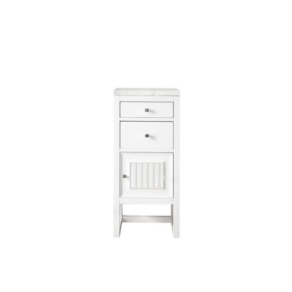 James Martin E645-B15R-GW-3EJP Athens 15 Inch Cabinet with Drawers and Door in Glossy White with 3 CM Eternal Jasmine Pearl Quartz Top