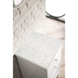 James Martin E645-B15R-GW-3EJP Athens 15 Inch Cabinet with Drawers and Door in Glossy White with 3 CM Eternal Jasmine Pearl Quartz Top