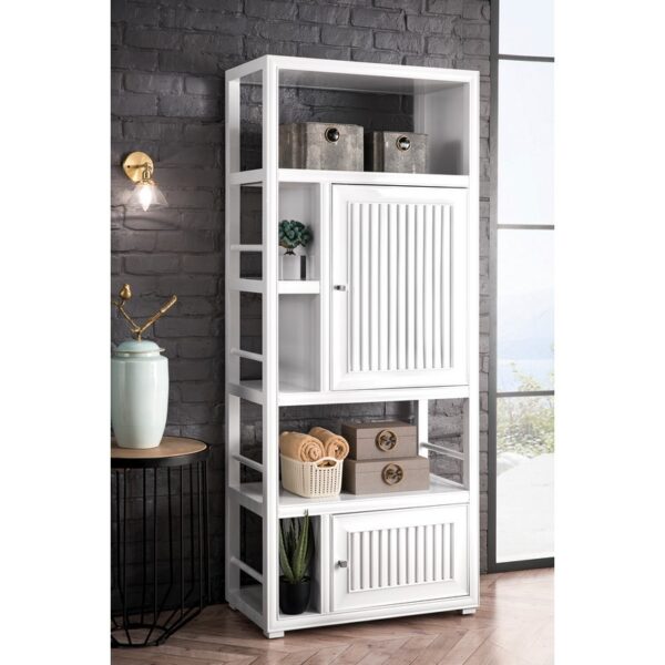 James Martin E645-BLC30-GW Athens 30 Inch Bookcase Linen Cabinet (double-sided) in Glossy White