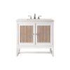 James Martin E645-V30-GW-3CAR Athens 30 Inch Single Vanity Cabinet in Glossy White with 3 CM Carrara White Top