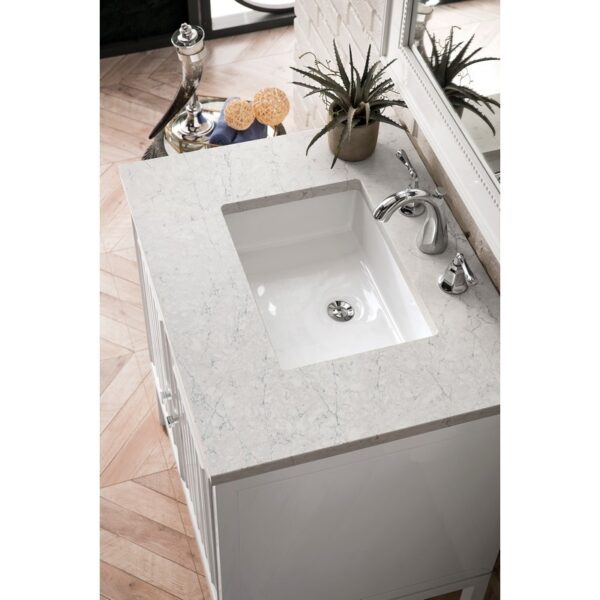 James Martin E645-V30-GW-3EJP Athens 30 Inch Single Vanity Cabinet in Glossy White with 3 CM Eternal Jasmine Pearl Quartz Top