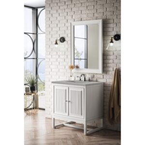 James Martin E645-V30-GW-3ESR Athens 30 Inch Single Vanity Cabinet in Glossy White with 3 CM Eternal Serena Top