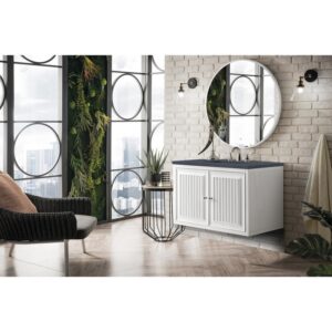 James Martin E645-V36-GW-3CSP Athens 36 Inch Single Vanity Cabinet in Glossy White with 3 CM Charcoal Soapstone Quartz Top