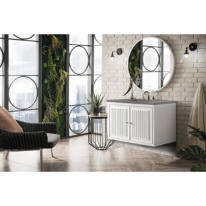 James Martin E645-V36-GW-3GEX Athens 36 Inch Single Vanity Cabinet in Glossy White with 3 CM Grey Expo Quartz Top