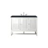 James Martin E645-V48-GW-3CSP Athens 48 Inch Single Vanity Cabinet in Glossy White with 3 CM Charcoal Soapstone Quartz Top