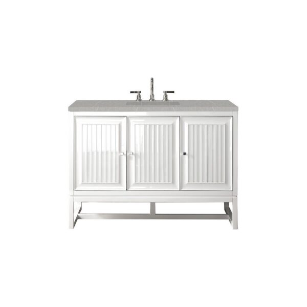 James Martin E645-V48-GW-3ESR Athens 48 Inch Single Vanity Cabinet in Glossy White with 3 CM Eternal Serena Top