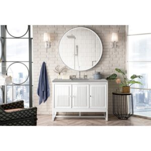 James Martin E645-V48-GW-3ESR Athens 48 Inch Single Vanity Cabinet in Glossy White with 3 CM Eternal Serena Top