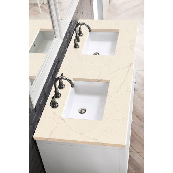 James Martin E645-V60D-GW-3EMR Athens 60 Inch Double Vanity Cabinet in Glossy White with 3 CM Eternal Marfil Top