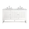 James Martin E645-V60D-GW-3ENC Athens 60 Inch Double Vanity Cabinet with Ethereal Noctis Top - Glossy White