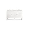 James Martin E645-V60D-GW-3ESR Athens 60 Inch Double Vanity Cabinet in Glossy White with 3 CM Eternal Serena Top