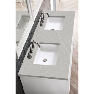 James Martin E645-V60D-GW-3ESR Athens 60 Inch Double Vanity Cabinet in Glossy White with 3 CM Eternal Serena Top