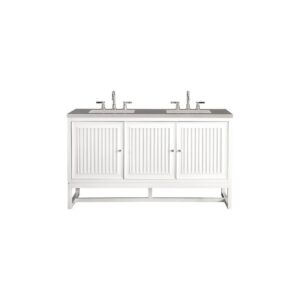 James Martin E645-V60D-GW-3GEX Athens 60 Inch Double Vanity Cabinet in Glossy White with 3 CM Grey Expo Quartz Top