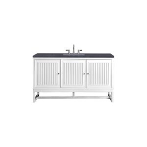 James Martin E645-V60S-GW-3CSP Athens 60 Inch Single Vanity Cabinet in Glossy White with 3 CM Charcoal Soapstone Quartz Top