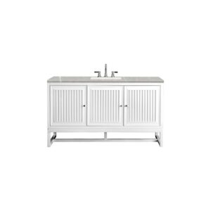 James Martin E645-V60S-GW-3ESR Athens 60 Inch Single Vanity Cabinet in Glossy White with 3 CM Eternal Serena Top