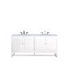 James Martin E645-V72-GW-3CAR Athens 72 Inch Double Vanity Cabinet in Glossy White with 3 CM Carrara White Top