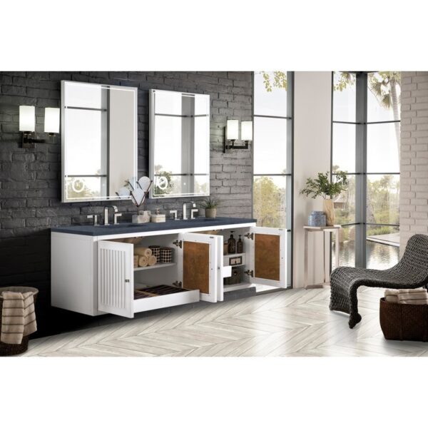 James Martin E645-V72-GW-3CSP Athens 72 Inch Double Vanity Cabinet in Glossy White with 3 CM Charcoal Soapstone Quartz Top